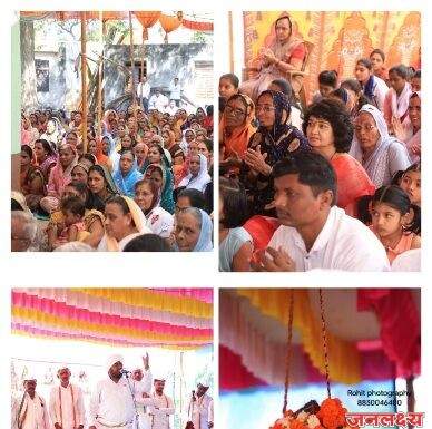 आसनखेडा येथे ह.भ.प. राजाराम महाराज व केकत निंभोरेकर यांचे आशीर्वाद घेऊन दिंडी पूजा करताना डॉ. अस्मिताताई पाटील