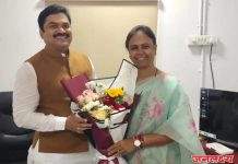 विधान परिषदेचे नवनिर्वाचित सभापती ना.राम शिंदे यांचा हॅट्ट्रिक आमदार राजळे यांच्या कडून जिल्ह्याच्या वतीने सन्मान