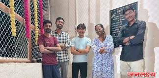 पुनगाव रोड येथील गजानन महाराज मंदिरात ७ तासांत साकारलेली भव्य रांगोळी