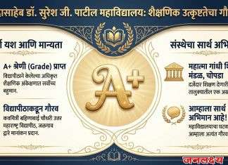 चोपडा येथील दादासाहेब डॉ. सुरेश जी.पाटील महाविद्यालयाला शैक्षणिक अंकेक्षण मूल्यांकनात ‘अ+’ दर्जा