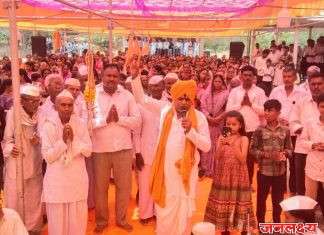 शहाजापूर फलकेवाडी येथील अखंड हरिनाम सप्ताहाची महंत रामगिरी महाराज येळीकर यांच्या काल्याच्या किर्तनाने सांगता